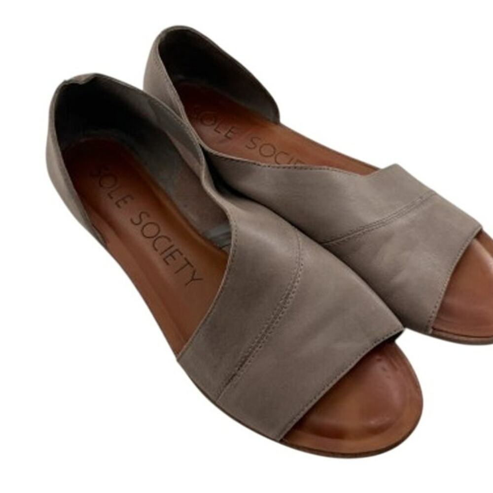 Sole Society Colvan Leather D'Orsay Flats neutral gray/taupe 9.5
